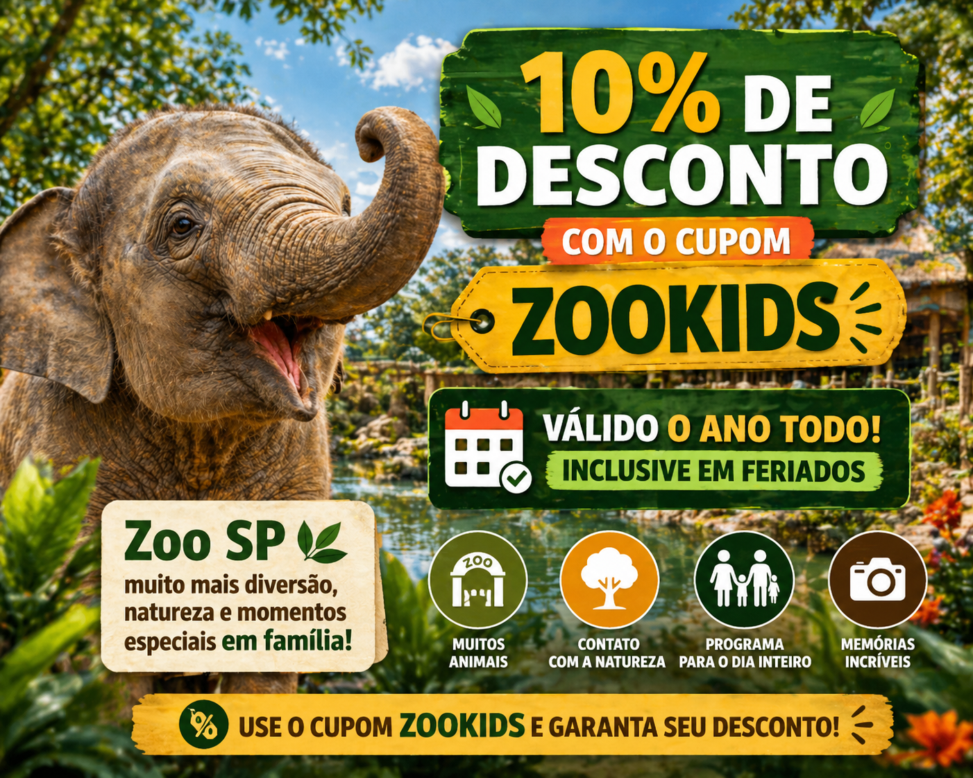 10% de desconto no Zoo SP: use o cupom ZOOKIDS o ano todo (inclusive em feriados!)