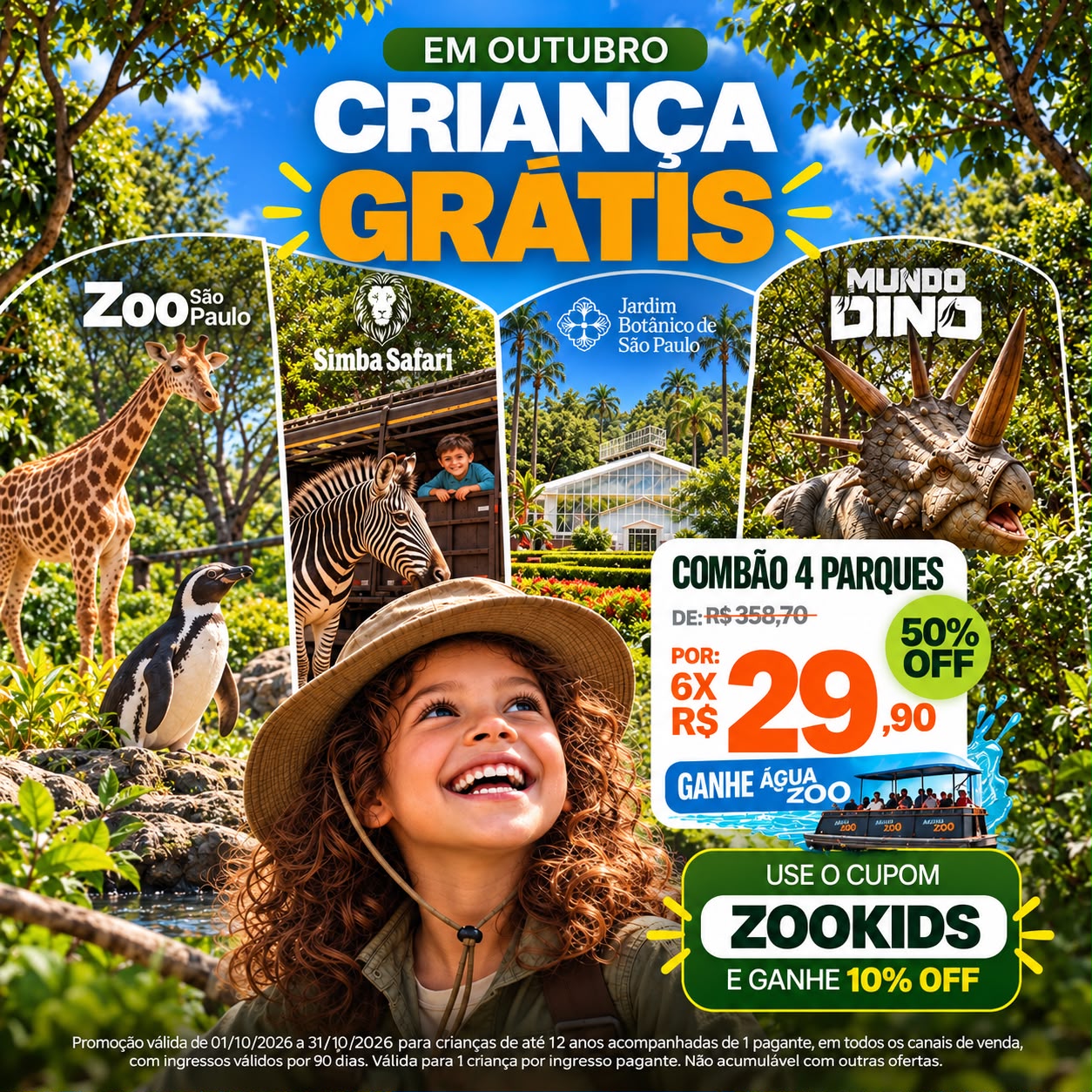 Criança grátis no Zoo de São Paulo em outubro + 10% OFF com o Kids por Aí! 🦒🦁